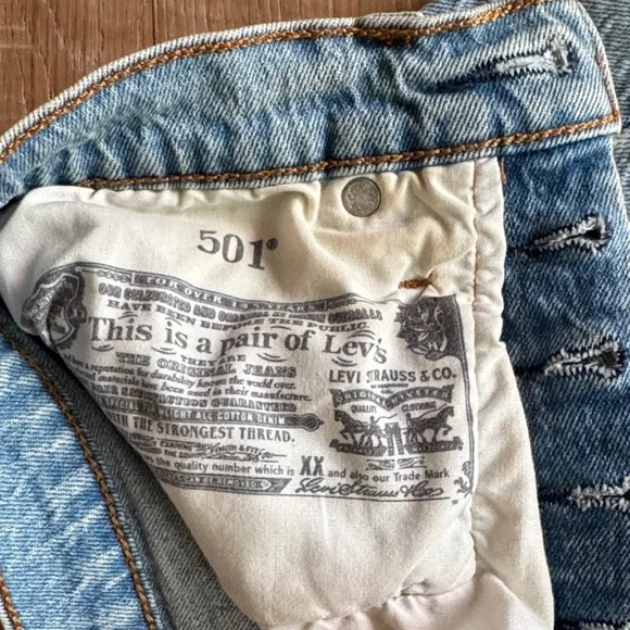 Levi's Light Blue Distressed Jean Shorts - Picture 4 of 5